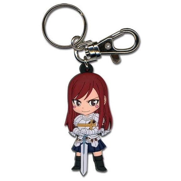 Key Chain - Fairy Tail - New SD Chibi Erza Sword Pose Toys Anime Ring ge36791