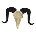 thumbnail image 3 of Tribal Floral Vines Tooled Filigree Corsican Ram Cow Skull Wall Decor Plaque 11", 3 of 9