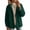 Dark Green-400816GG, variant on Women's Lapel Collar Cropped Sherpa Jacket, Open Front Fluffy Teddy Fleece Long Sleeve Coat with Side Pockets, Casual Lightweight Outerwear for Fall Winter Daily Travel