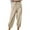 Beige, variant on Busydd Pants for Women Solid Color Pockets Linen Pants Elastic Waist Comfy Casual Pants for Women Trendy Baggy Drawstring Beach Pants Straight Leg Trousers