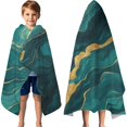 thumbnail image 3 of Teal and Gold Marble Glitter Dots Pattern Hooded Bath Towel，60"x35" for Ages 3 To 12 Kids, Quick Dry Lightweight Soft Microfiber Hood Beach Towel Cover Up for Kids, 3 of 7
