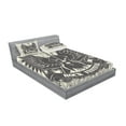 thumbnail image 2 of Ambesonne Rock Music Fitted Sheet & Pillow Sham Set, Winged Instrument, Full, Taupe Dust Cream, 2 of 2