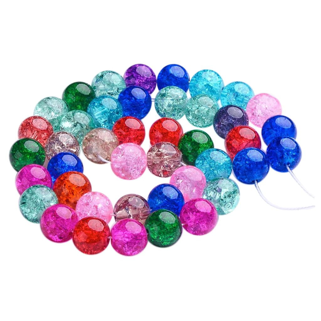 HILABEE 6x10mm Glass Crackle Beads Round Glass Beads for DIY Jewelry Making
