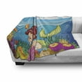 thumbnail image 2 of Underwater Soft Flannel Fleece Throw Blanket, Illustration of a Smiling Mermaid Under the Sea Garden Palm Tree Island Art, Cozy Plush for Indoor and Outdoor Use, 70" x 90", Multicolor, by Ambesonne, 2 of 5