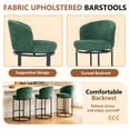thumbnail image 6 of ClinQ Swivel Counter Height Bar Stools Set of 3, Fabric Upholstered Barrel Bar Chairs with Auto Return, Curved Back and Black Metal Frame, Green, 6 of 7