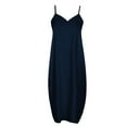thumbnail image 2 of Robes d'Été pour Femmes Décontractées Grande Taille Uni Col Bretelles Gilet Ligne A Longue Robe Maxi avec Poche, 2 of 3