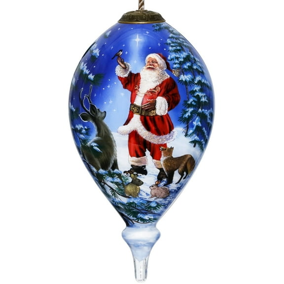 Starry Heaven and Santa Hand Painted Mouth Blown Glass Ornament