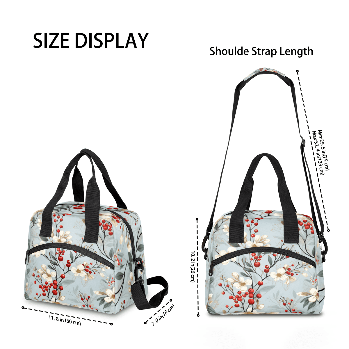 Herdesigns Vintage Flower Insulated Lunch Bag for Women Men Adults Large Reusable Lunch Box Fruit Floral Leakproof Cooler Tote Bags with Adjustable Shoulder Strap