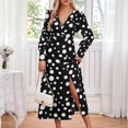 thumbnail image 2 of SMihono Fashion Formal Dresses for Women 2025 Polka Dot Print Long Sleeve Elegant Wedding Guest Dress V Neck Flowy Party Maxi Dress Black 10, 2 of 6
