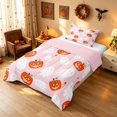 thumbnail image 2 of Homewish Ghost Pumpkin Twin Comforter Sets for Girls, Happy Halloween Themed Bedding Set, Pink Orange White, Pink Reversible, 2pcs 1 Comforter and 1 Pillowcase, 2 of 6