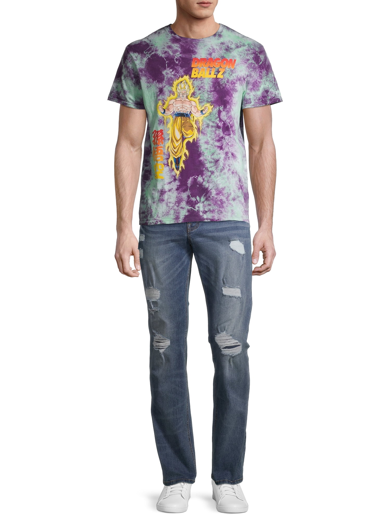 Dragon Ball Z Purple Tie Dye Men's and Big Men's Graphic T-Shirt