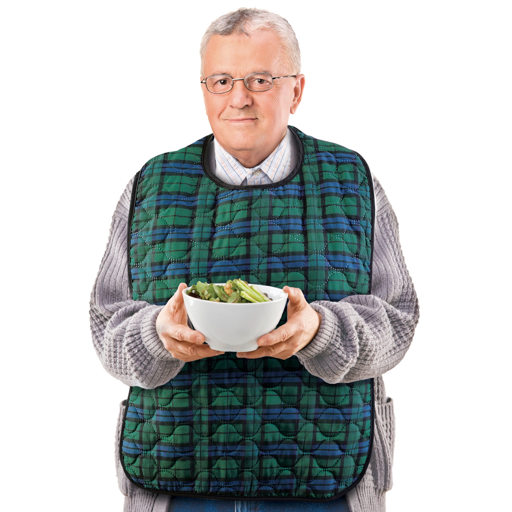 Waterproof Full Coverage Reversible Adult Bibs with Vinyl Backings