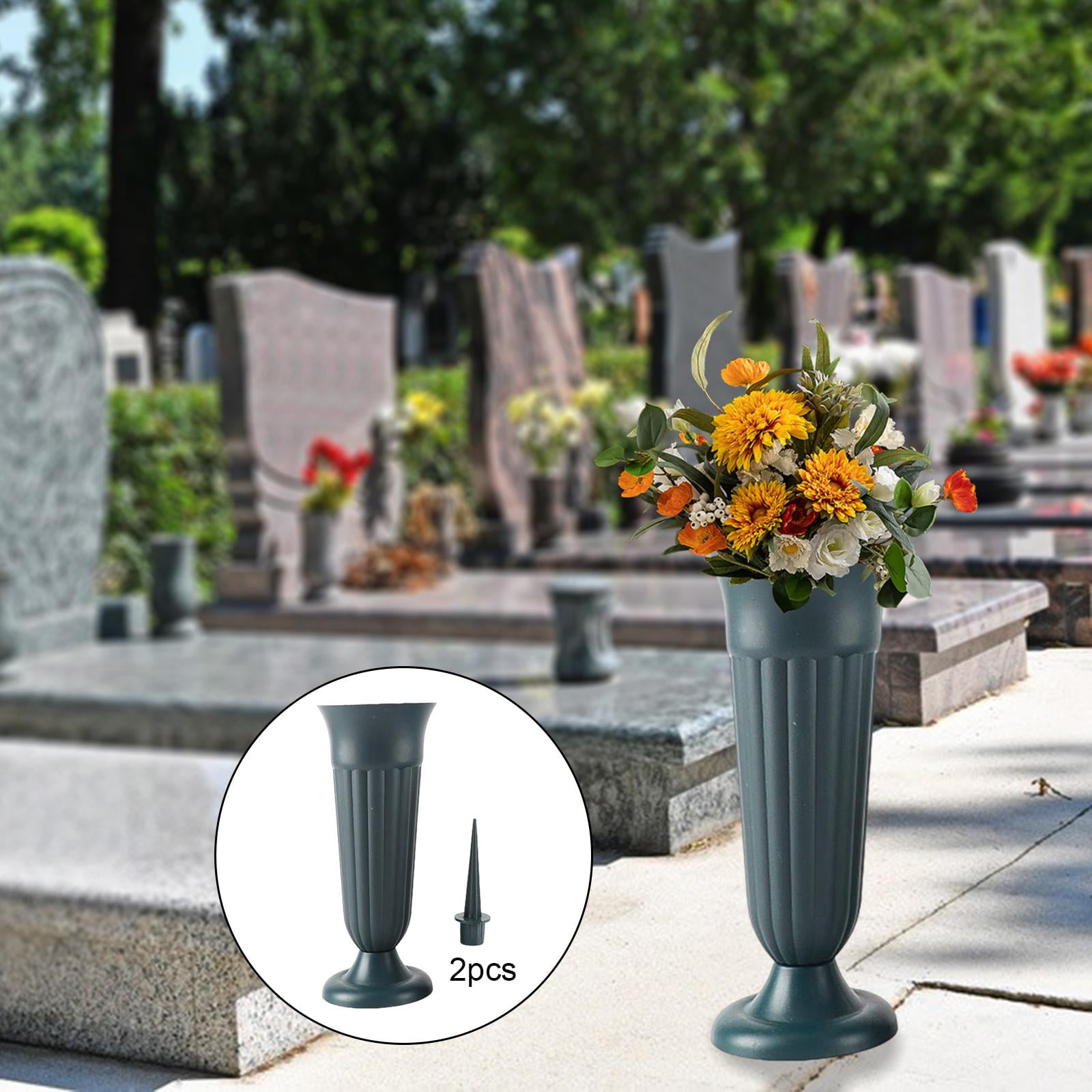 2 Pack Cemetery Vases Detachable Stake and Base Cemetery Vase for