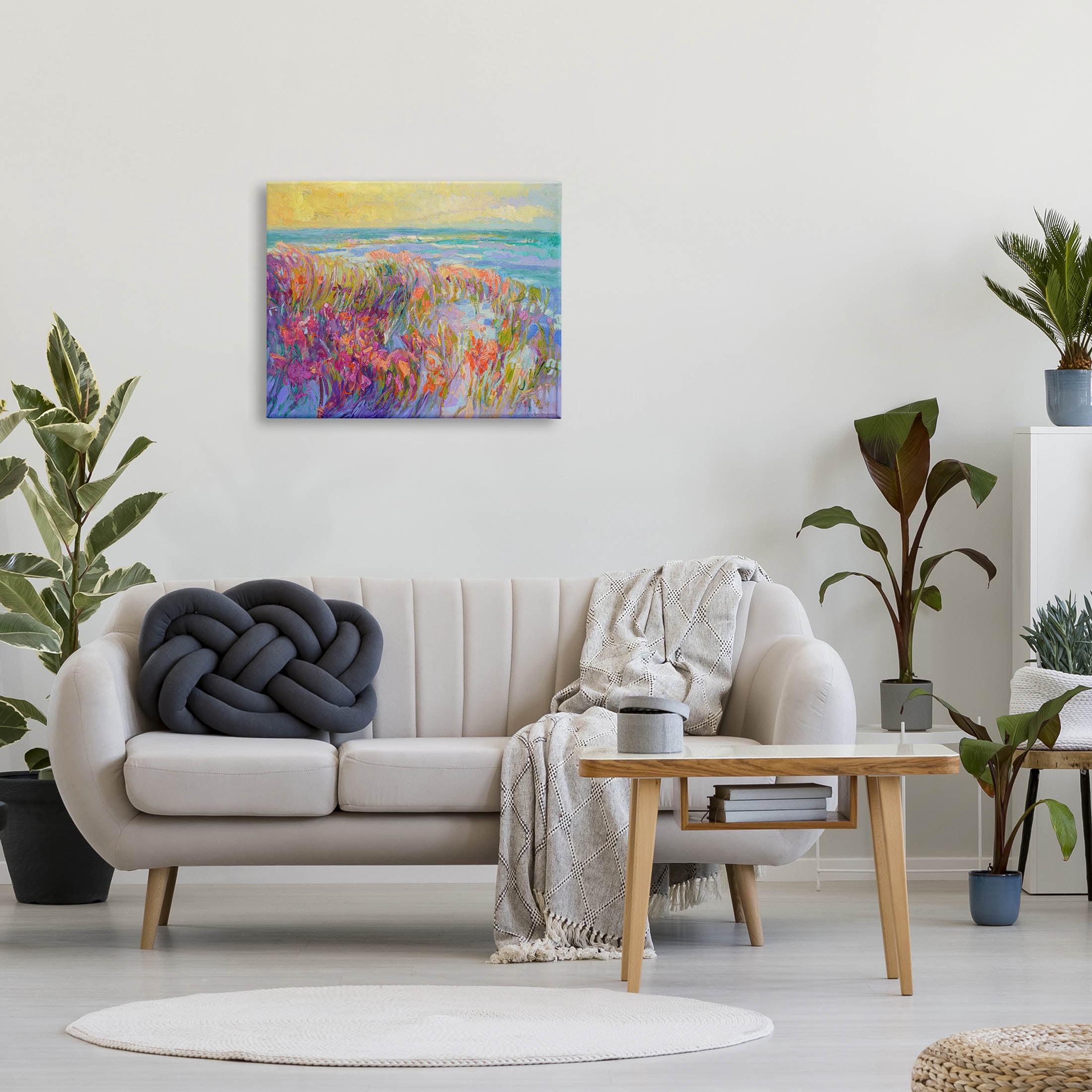 Stupell Industries Modern Seaside Flower Meadow Painting Gallery Wrapped Canvas Print Wall Art, Design by Dorothy Fagan