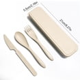 thumbnail image 2 of Ensemble de Vaisselle en Paille de Blé Portable Réutilisable Couleur Unie Trousse de Couverts Intérieur Extérieur Maison Camping Vaisselle avec Étui de Rangement Beige, 2 of 9