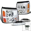 Escalade Chrome R8 Style Halo Projector Headlights+LED DRL Fog Bumper Lamps