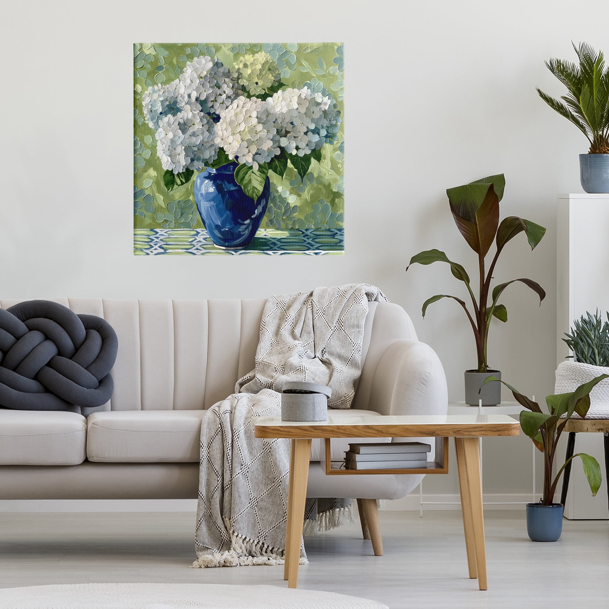 Stupell Industries White Hydrangeas in Blue Vase Canvas Wall Art, design by Gina Kelly