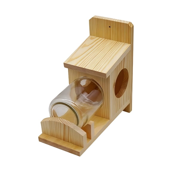 PIXNORTH Weather Resistant Wood Squirrel Feeder Set, Beige
