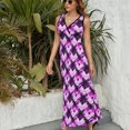 thumbnail image 5 of Pink Purple Ikat Pattern Design Sleeveless Dress Summer Women Clothes Dress for Pregnant Women Dresses, 5 of 9