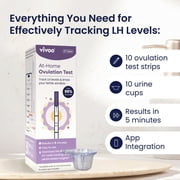 Vivoo Ovulation Test Strips Kit — 10 LH Tests + 10 Urine Cups | 99% Accurate | Results in 5 Minutes | Free Cycle Tracking App | FSA/HSA Eligible