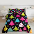 thumbnail image 2 of Manfei Colorful Christmas Tree Full Size Comforter Sets 3-Piece for Kids, Merry Xmas Snowflake Bedding Comforter Set, Festival Happy New Year Bedding Sets, Luxury Bedroom Decor, 2 of 8