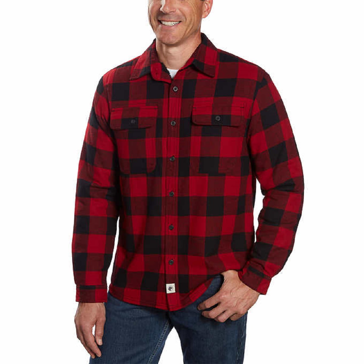 Boston Traders Mens Fleece Flannel Plaid Shirt (Red Plaid, Large ...