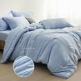 thumbnail image 3 of Twin Size Comforter Sets - Bed in a Bag Twin 5 Piece Stripes Seersucker Bedding Set, Soft Lightweight Down Alternative Comforter Twin Bed Set(Light Blue,Twin 68 x 88 inch), 3 of 7