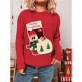 thumbnail image 5 of Womens Ugly Christmas Sweaters Long Sleeve Graphic Sweaters Casual Fall Winter Cable Knit Sweater for Women Red M, 5 of 9