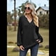 thumbnail image 4 of Camisetas de Larga para Mujer, Blusa con Escote en V Profundo, Elegantes e Informales, Moda 2025, Holgadas y Suaves, para Otoño e Invierno Negro L, 4 of 10