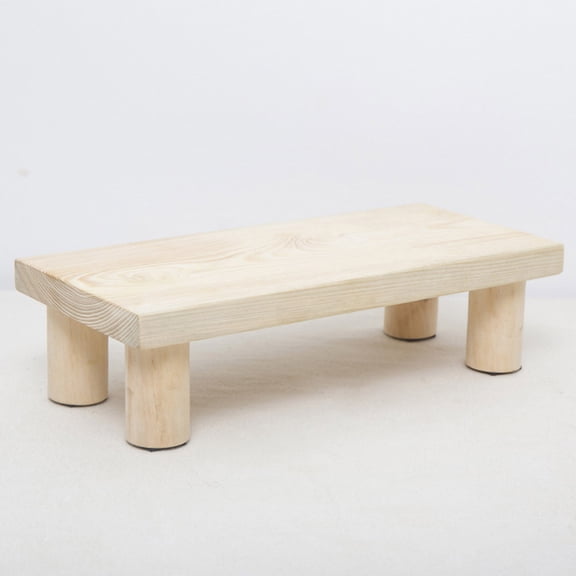 FENGGUIQU Portable Step Stool Wood Color Rectangular Load-Bearing Stool for Adults Kitchen and Home Use