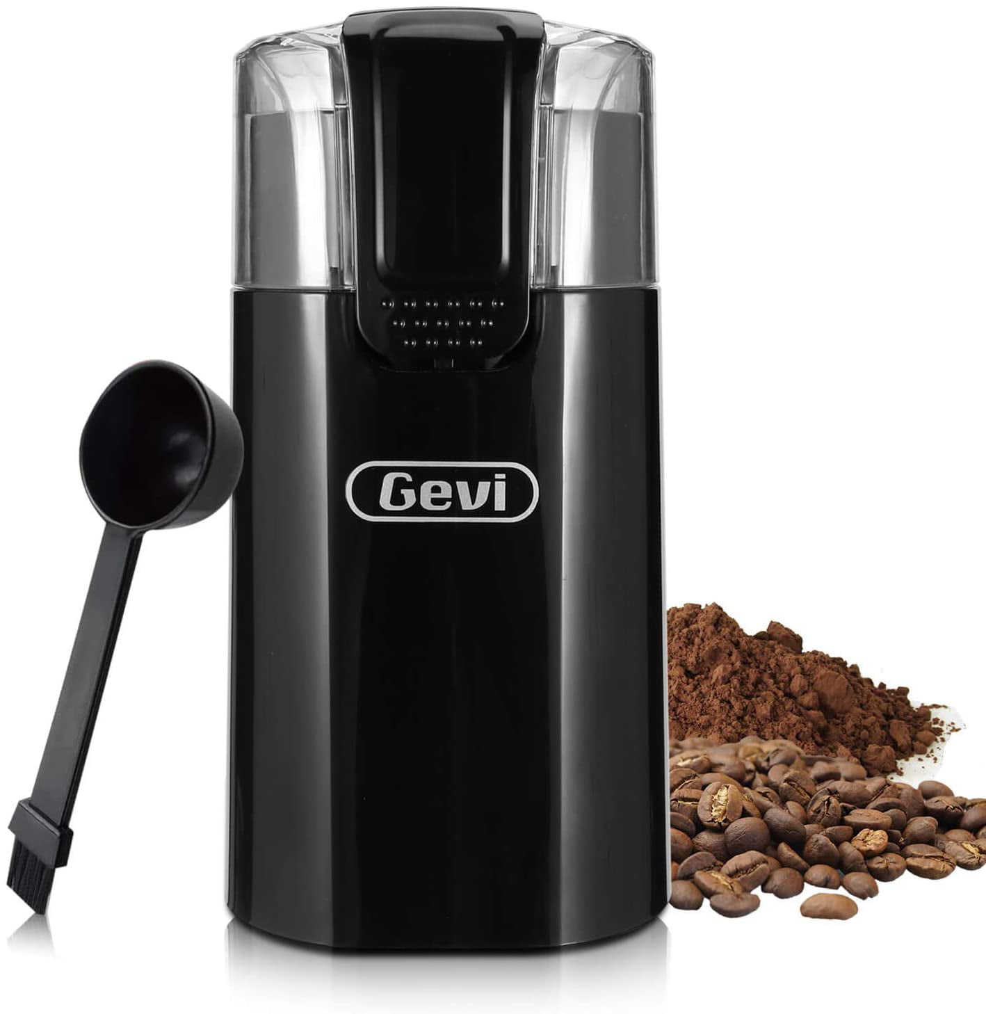 Clear Lid Sugar 50g/8 Cups Gevi 150W Spice Grinder with Stainless Steel Blade & Bowl Black Coffee Grinder Electric Grains One-Touch Control Coffee Bean Grinder for Nuts
