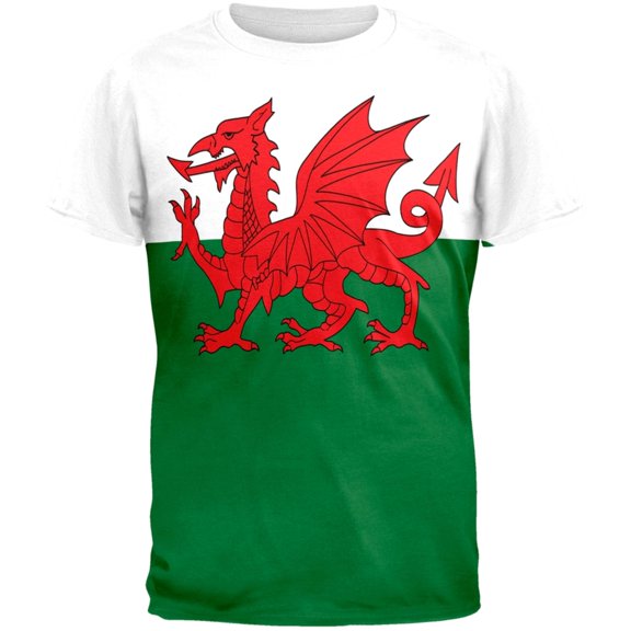 Welsh Flag All Over Adult T-Shirt - 2X-Large