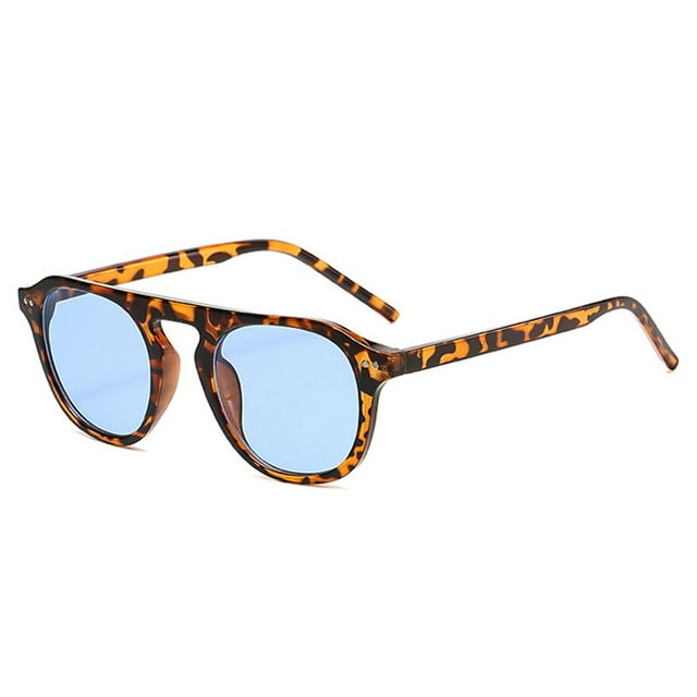 Lunettes de Soleil Rétro à Rivets Carrés pour Hommes Mode Vert Foncé UV400 Tendance pour Femmes Léopard Bleu comme sur l'Image