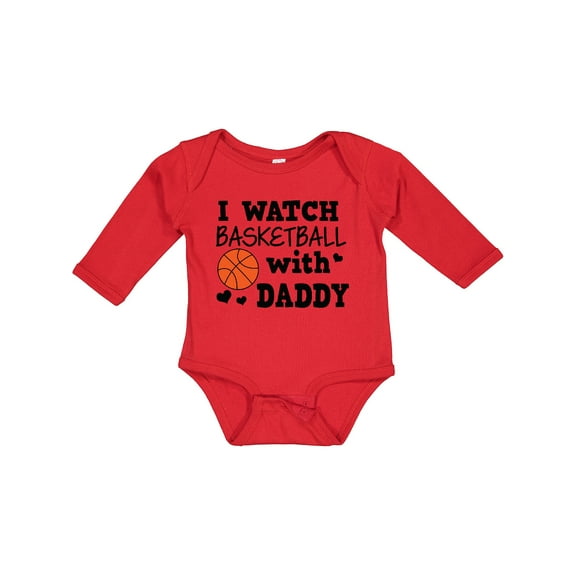 Inktastic I Watch Basketball with Daddy Boys Long Sleeve Baby Bodysuit