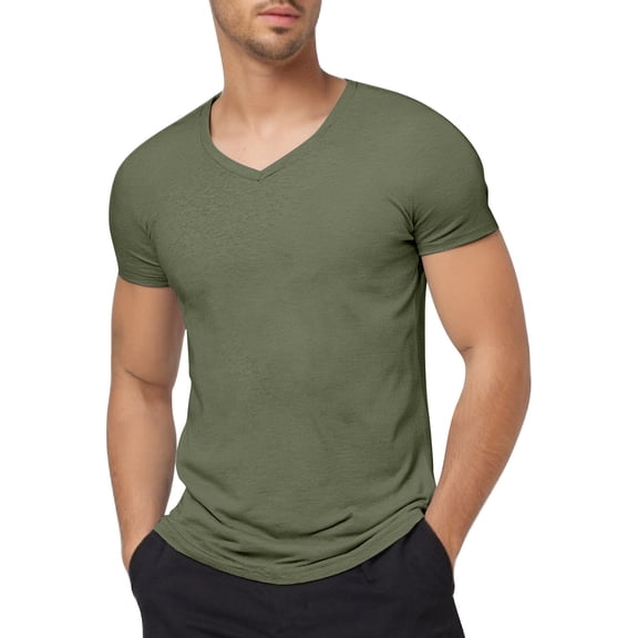 Men's V Neck T Shirt Casual Short Sleeve Stylish Summer Beach Top Comfortable Lightweight Breathable Hippie Fashion Tee