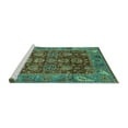 thumbnail image 2 of Ahgly Company Machine Washable Indoor Square Oriental Turquoise Blue Traditional Area Rugs, 8' Square, 2 of 4