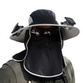 thumbnail image 1 of Men Sun Hat with 2 Solar Fan Fishing Hats Wide Brim For Summer ^ Camping, 1 of 9