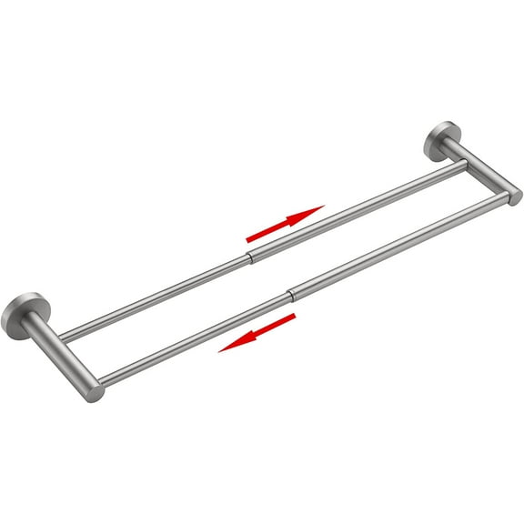Adjustable 16.4 to 28.3 inch Double Bath Towel Bar for Bathroom SUS304 Stainless Steel Towel Holder,Wall Mount with Telescopic  Screws Towel Bar,Retractable Towel Bar Rod Rack Hotel Style,Matte Silver