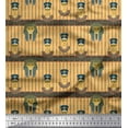 thumbnail image 1 of Soimoi Georgette Viscose Fabric Stripe & Egyptian Women Print Fabric by Yard 42 Inch Wide, 1 of 1