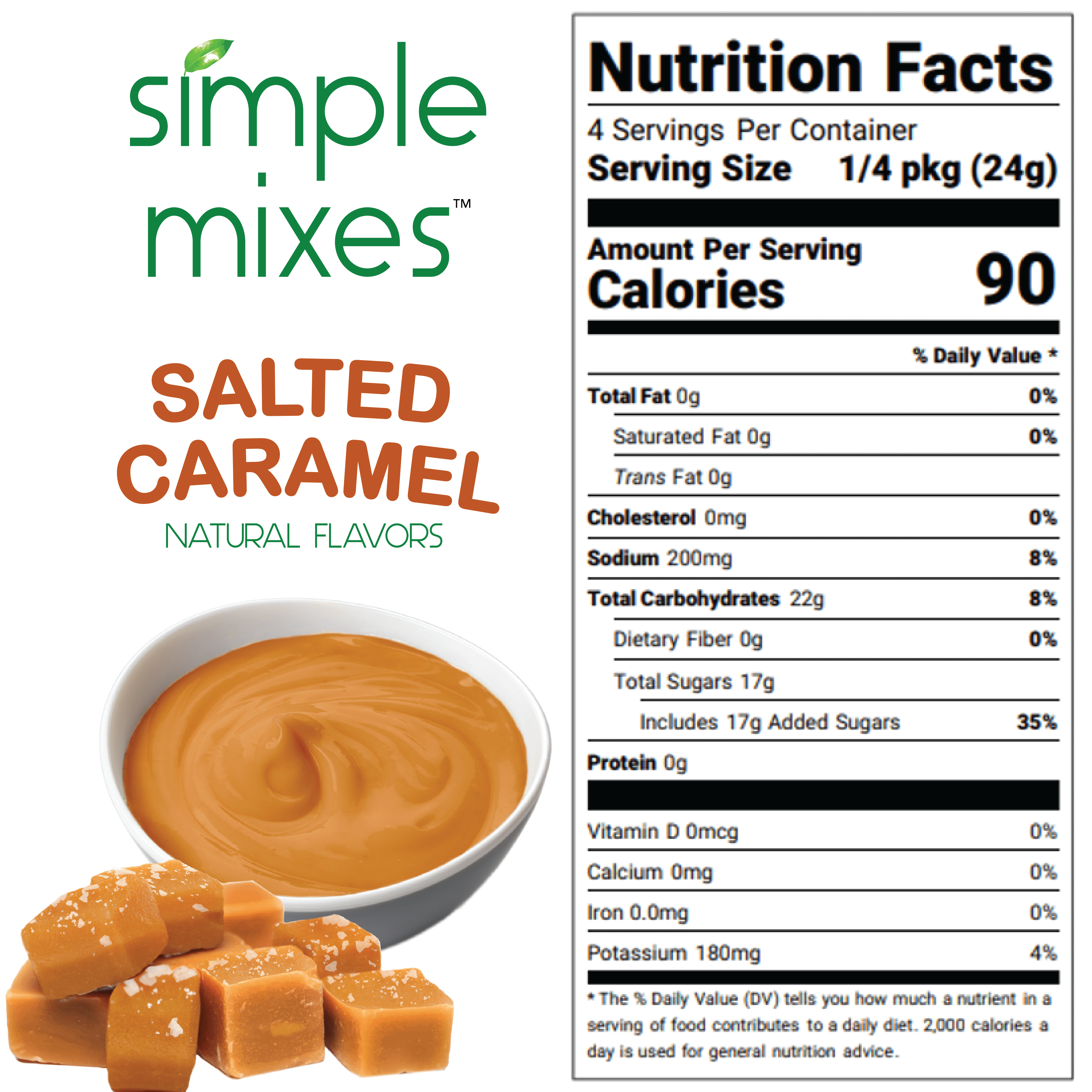 (6 pack) Simple Mixes Natural Salted Caramel Instant Pudding Mix & Pie Filling ,  3.4oz Pouch, 4 servings