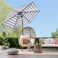 thumbnail image 2 of Best Choice Products 10ft Outdoor Steel Market Patio Umbrella w/ Crank, Tilt Push Button, 6 Ribs - Striped Navy Blue, 2 of 7