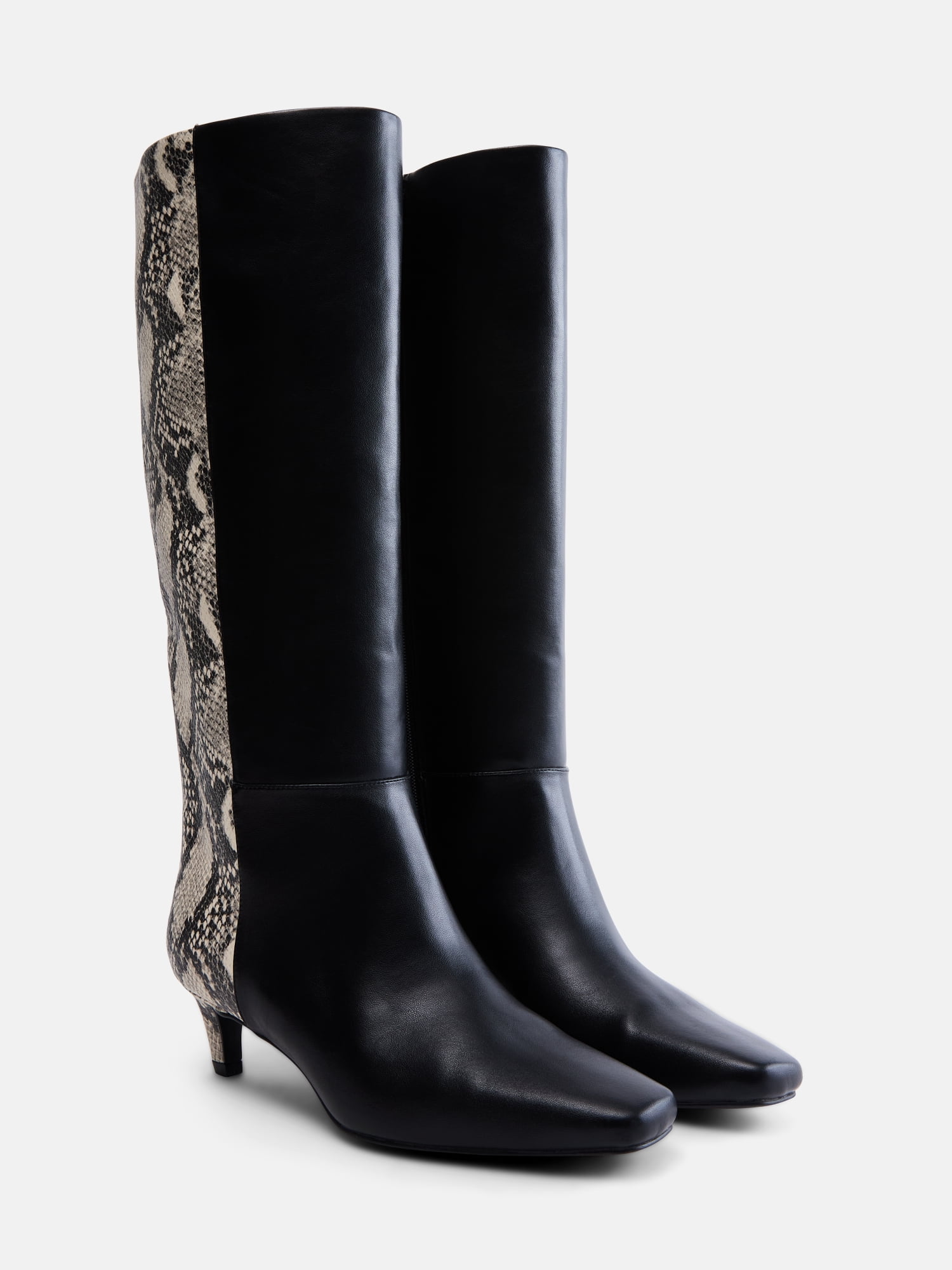 Scoop Women’s Two Tone Kitten Heel Knee High Boots, Wide Width Available