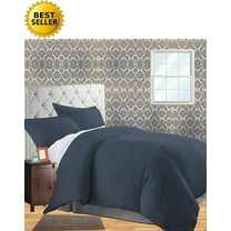 Celine Linen Wrinkle & Fade Resistant 3-Piece Duvet Cover Set - Protects and Covers your Comforter / Duvet Insert, 1500 Series LUXURIOUS 100% HypoAllergenic - Silky Soft, Full/Queen, Navy Blue