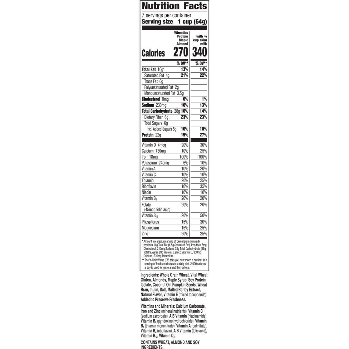 Wheaties Protein Breakfast Cereal, Maple Almond, Breakfast of Champions, 16 oz