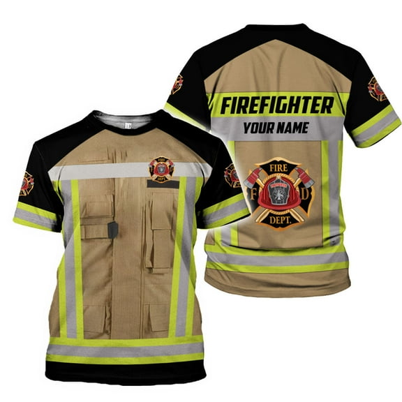 Personalized Name Firefighter 3D Shirt, Custom Fire Man Firefighter Gift shirt, Unisex Tshirts 3D for Men (T-shirt, S)