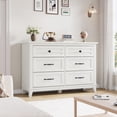 thumbnail image 3 of Commode 6 Tiroirs pour Chambre, Commode à Tiroirs de 47 Po de Large avec Rangement Autoportante, Coffre de Rangement en Bois pour Garde-Robe pour Salon, Chambre, Entrée, Blanc, 3 of 7