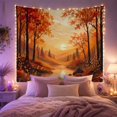 thumbnail image 2 of Sunlit River Valley with Autumn Foliage, Peaceful Rustic for Nature Lovers, Forest Scenery Wall Art, Thanksgiving Gift, Tapestry Wall Hanging for Living Room and Bedroom, 2 of 7