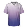 thumbnail image 4 of Domuza Mens Scrubs Top Tie-Dye Gradient Short Sleeve V Neck Work Uniform Loose Fit Soft Comfy Medical Scrub Tops with 3 Pockets White L, 4 of 5