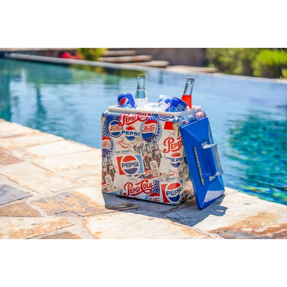 Pepsi 14 QT Small Portable Cooler, Vintage Style Retro Picnic Cooler, Hard Sided, Heritage Edition