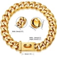 thumbnail image 2 of Collar dorado para perro, collar de cadena con hebilla resistente, collar de cadena de eslabones cubanos para perros grandes, collar de eslabones cubanos brillantes con cierre de circonita., 2 of 5